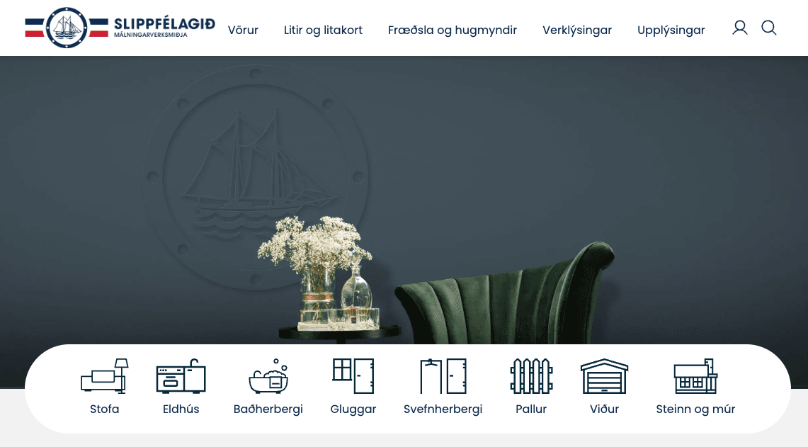 Screenshot of front page of the site Slippfelagid.is